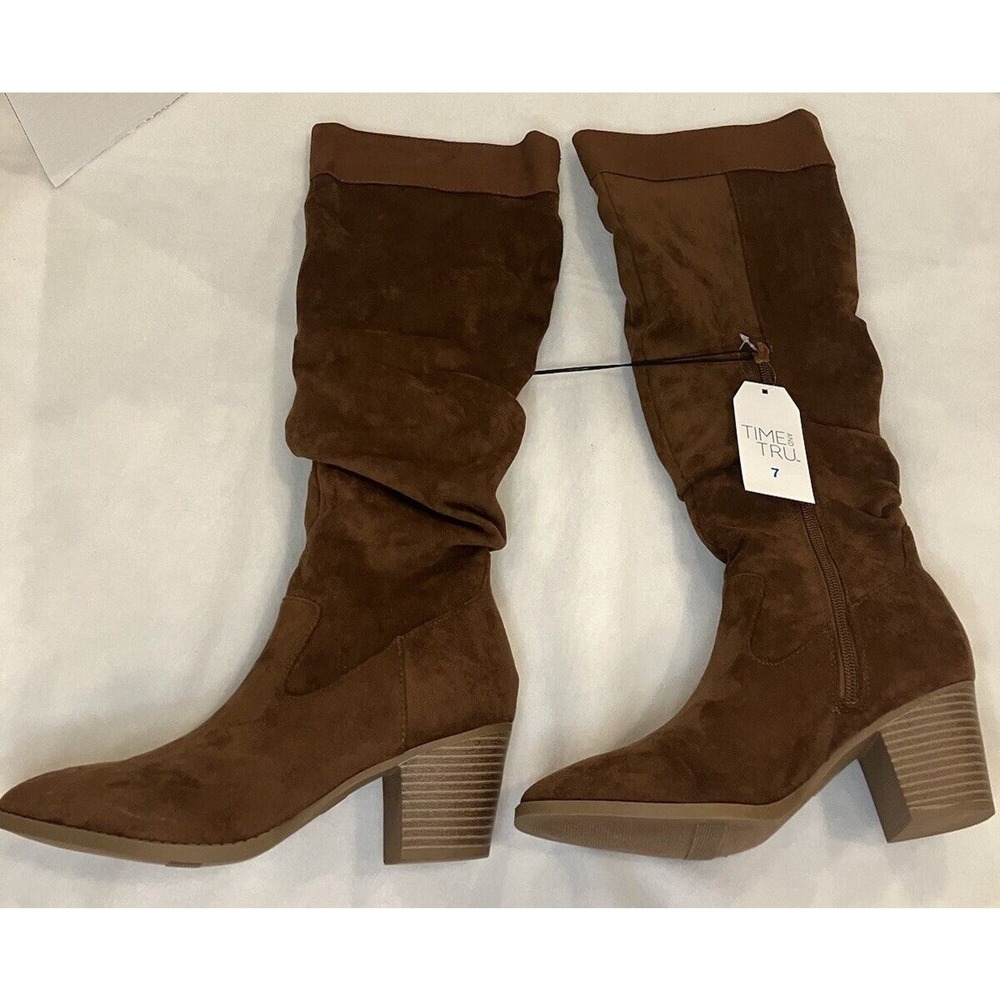 Time And Tru Memory Foam Slouch Boot Cognac Size … - image 7